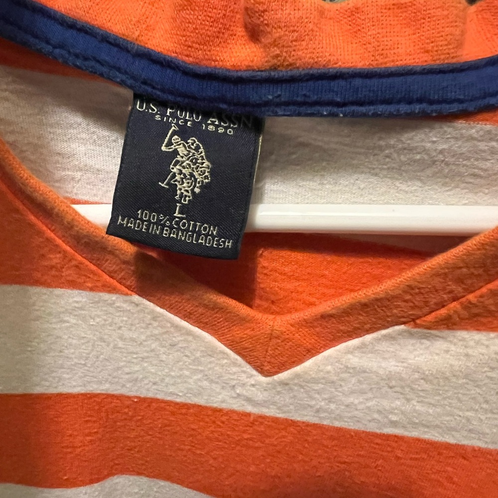 U.S. Polo Assn. Mens Orange Striped Shirt